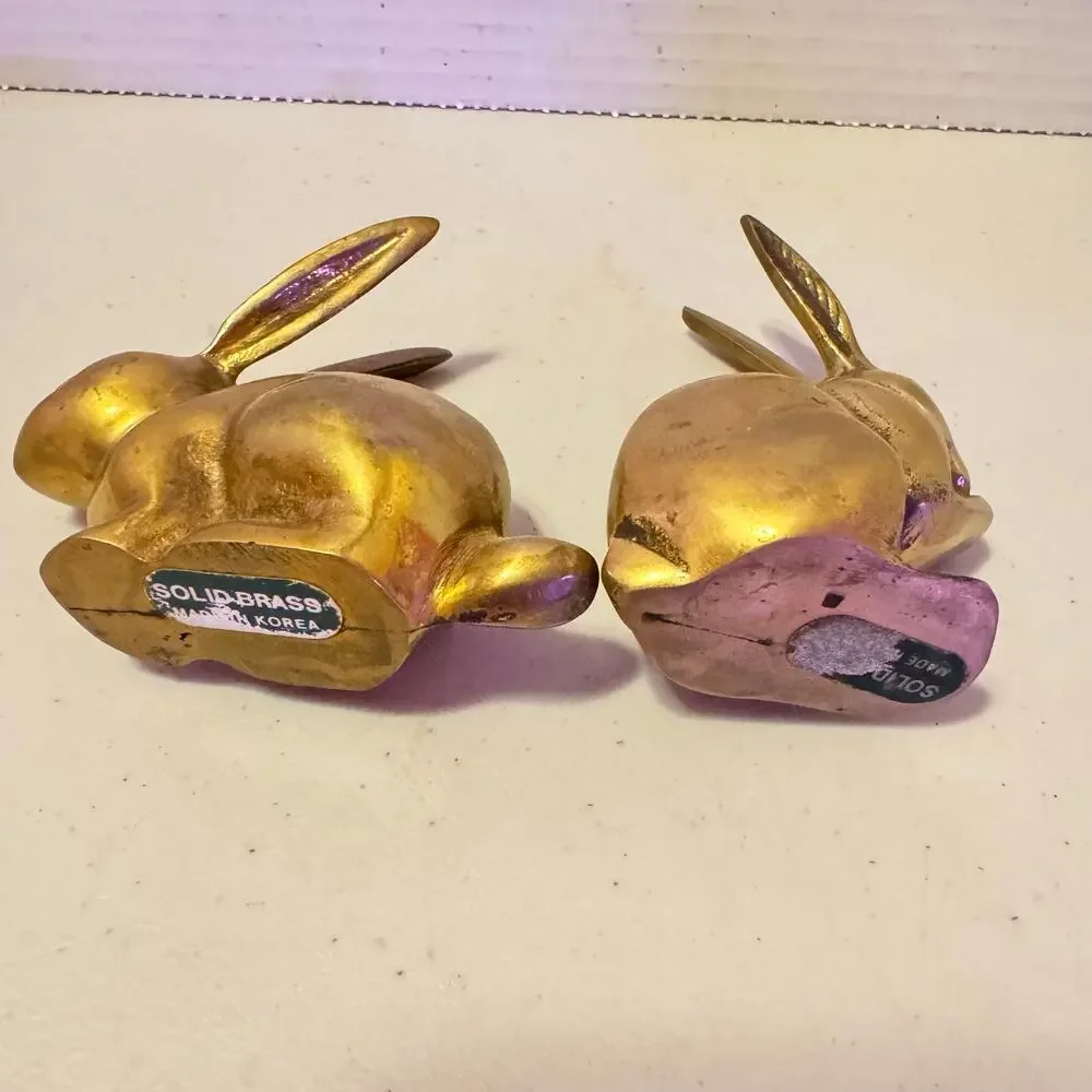 Solid Brass Rabbits (2) 3”x3” SUPER CUTE!!!
